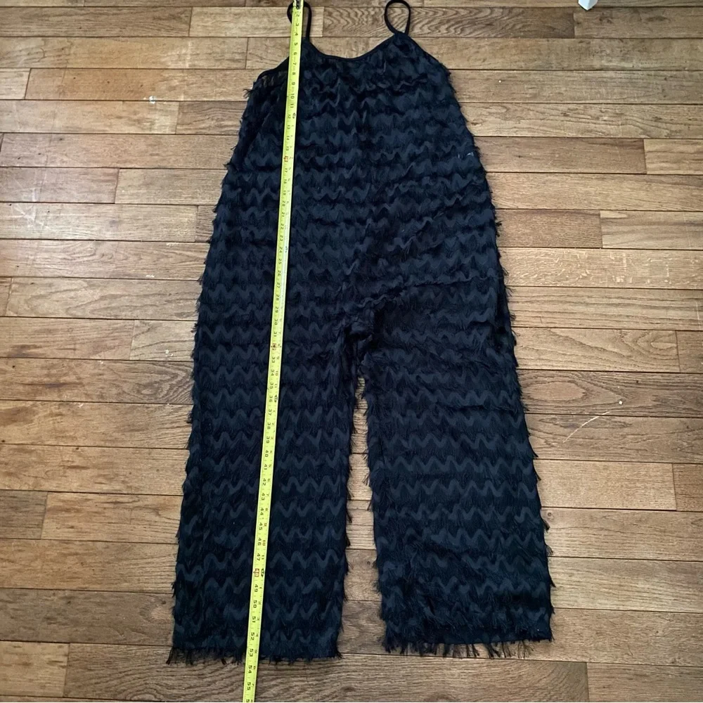 Chic Eyelash Fringe Black Party Jumpsuit Womens Size Large/XL